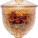 30 oz Glass Apothecary Candy Jar with Lid - Clear Elegant Retro Tall Decorative Buffet Jar for Wedding, Organizer Storage Canister, Candy Buffet, Small Home Decor (Amber)