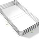 Land Guard 8×4×1ft Galvanized Metal Raised Garden Bed, Metal Planter Kit Box Outdoor for Deep-Rooted Vegetables, Flowers, Green and Herbs, Silver