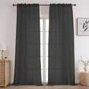 CUCRAF Sheer Curtains Panels for Living Room Bedroom Short Window Semi Treatment Drapes Voile Rod Pocket,Set of 2 (54 x 63 inches Long,Grey)