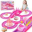 Unicorn Toys Car Track for Kids Girls 4-6: 232 PCS Unicorn Monster Truck Race Track with 2 Pull Back Cars Toys for 3 4 5 6 7 Year Old Girl Toddler Easter Birthday Gifts for Girl 3-5 6-8 (Pink)