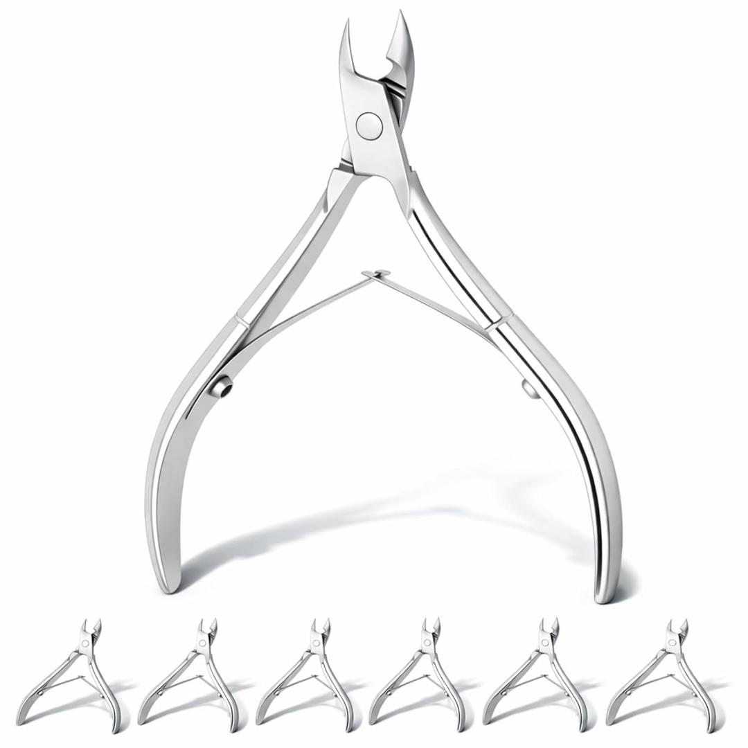 8 Pieces Cuticle Trimmer Stainless Steel Cuticle Nippers Pointed Blade Dead Skin Cutter Clipper Remover Scissors Manicure Tools for Fingernails and Toenails(Silver)