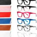 ZOECENT 6 Pack Oprah Style Reading Glasses for Women Blue Light Blocking Computer Square Readers with Spring Hinge (Mix Color, 2.50, x)