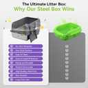 Stainless Steel XL Cat Litter Box for Cats, High-Sided Design Prevents Urine Leakage, Non-Stick, Easy to Clean, Includes Scoop, Grey