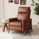 COLAMY Push Back Recliner Chair, Upholstered Leather Recliner with Footrest 118-150 Degree Adjustable, Comfy Modern Wingback Recliner for Living Room, Bedroom, Small Spaces, Cocoa (Set of 1)