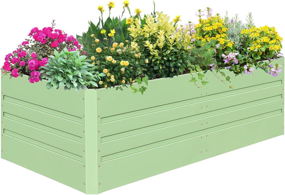 SnugNiture Galvanized Raised Garden Bed 6x3x2FT Outdoor Large Metal Planter Box Steel Kit for Planting Vegetables, Flowers (6x3x2FT, Green)