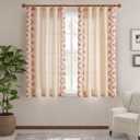 jinchan Belrose Linen Curtains for Bedroom Floral Curtains 63 Inch Length Linen Blend Burgundy Red Embroidered Drapes Farmhouse Flower Patterned Drapes for Living Room Window Treatments Set 2 Panels