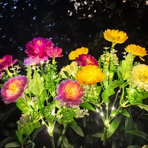 DUODEAN Solar Flowers Lights, 2 Pack Solar-Powered Outdoor Light with 14 Blooming Flowers, Waterproof Lights for Outside Yard, Garden, Pathway, Walkway, Patio, Lawn, Cemetery, Grave Decor