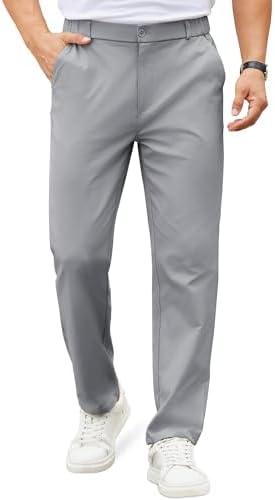 COOFANDY Mens Casual Chino Pants Elastic Waist Lightweight Trousers Classic-Fit Business Dress Pants with Pockets, Size: W3