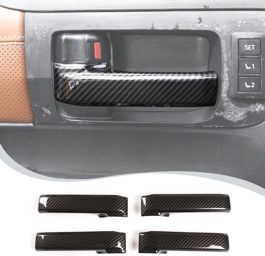 LLKUANG ABS Carbon Style Car Inner Door Handle Decoration Cover Trim Fit for Toyota Tundra/Sequoia 2007-2021 Interior Car Accessories (Carbon fiber pattern)