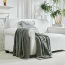 Longhui bedding 100% Cotton Chunky Cable Knit Throw Blanket for Sofa Couch Bed Baby Nursery, Bold Thread, Home Decorative Blanket, Bonus Laundering Bag, 60 x 80 Inches, Grey