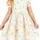 Little Bitty Girls Floral Dress Boho Ruffle Sleeveless Dresses Pleated Casual Swing Beach Sundress for Kids 2-7 Years (3-4T)