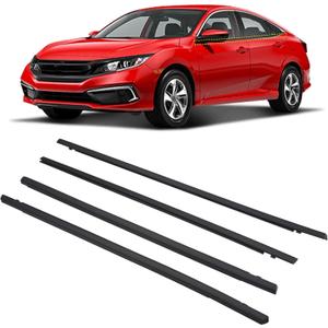 4 Pcs Car Outer Door Window Moulding Trim Weatherstrip Seal Belt Compatible with Honda Vehicle Civic 4 Door Sedan 2016-2021, Replace#72450-TEA-T01 72410-TEA-T01 72950-TEA-T01 72910-TEA-T01