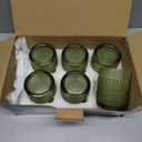 ZMOWIPDL Vintage Glassware Drinking Glasses Set of 6,12 oz Hobnail Glass Cups,Embossed Green Water Tumbler,for Beer,Cocktail,Whiskey,Juice and Various Mixed Drinks- 1 Cleaning Brush