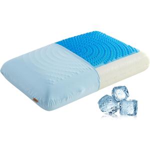 SAPHREAS Gel Cooling Memory Foam Pillow for Side Blue, Back and Stomach Sleepers for Sleeping, Standard Size Cool Bed Pillow, Removable & Machine Washable