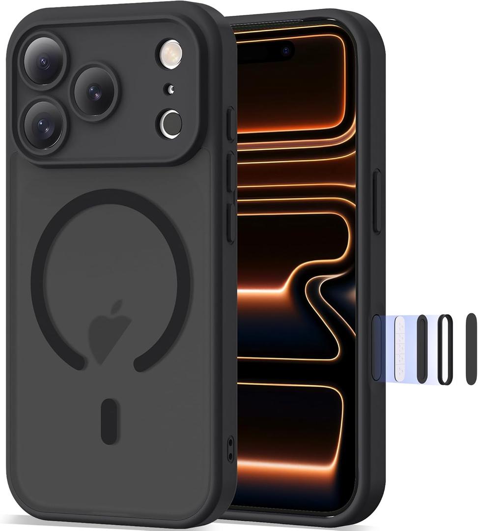 2 x Compatible with iPhone 17 Pro Case 6.3" [Compatible with Mag-Safe][Camera Control Button][Camera Protection] Military Grade Shockproof Translucent Magnetic iPhone 17 Pro Phone Case, Black