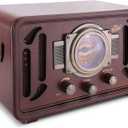 Pyle Retro Wireless Bluetooth Radio Speaker - Classic Vintage Style Audio Sound Receiver System w/Built-in Stereo Speakers, USB, SD Card Slot, AUX, RCA, MP3, AM/FM Tuner - Pyle PUNP34BT