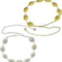 2 x 2PCS Western Chain Belt, Gold and Silver Western Metal Belts for Women, Adjustable Boho Belt for Dress Jeans, Music Festival, Country Concert Outfit