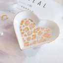 Heart Jewelry Dish Tray Wedding Ring Dish Ceramic Trinket Plate Trays Key Bowl Earring Dish Holder Small Dessert Tray Home Decor Dishs Jewelry Organizer Pink Leopard