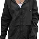 Women's Waterproof Raincoat Lightweight Rain Jacket Hooded Windbreaker with Pockets for Outdoor (Black, L)