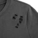 SOFIA'S CHOICE Women's Distressed Long Sleeve T Shirts Ripped Crewneck Loose Fit Tee Tops Dark Grey Small (Gray, S)