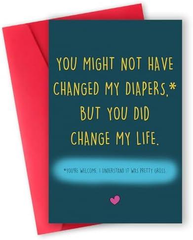ATTLVV Funny Fathers Day Card for Step Dad, Happy Father's Day Gifts from Step Daughter Son,Bonus Dad Fathers Day Card Gift, Pack of 6
