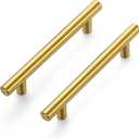 Ravinte Gold Cabinet Handles 5 Pack 3-3/4 Inch Cabinet Pulls Brushed Brass Kitchen Cabinet Handles Modern Drawer Pulls Gold Hardware for Kitchen Cabinet
