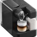 Espresso Machine with Integrated Automatic Milk Frother - Single-Serve Coffee Maker Espresso Capsule Compatible, One Touch Latte & Cappuccino, Single or Double Shot Espresso Maker, Black (Large)
