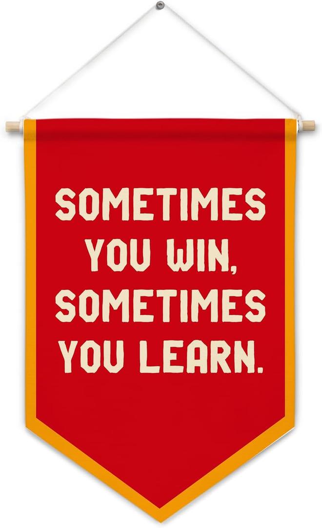 Inspirational Classroom Canvas Banner Wall Decor, Sometimes You Win Sometimes You Learn Positive Affirmations Motivational Hanging Pennant Flag Banner for Classroom Kids Room Playroom