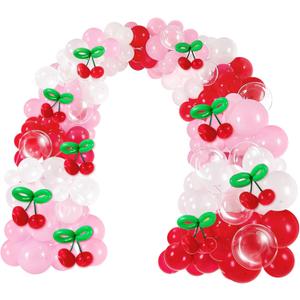 2 x 133 Pcs Cherry Themed Party Decorations Cherry Theme Balloon Arch Garland Kit for Women Bachelorette Wedding Birthday Coquette Baby Shower Summer Party Supplies