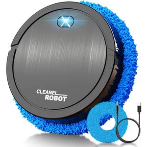 Robot Vacuum and Mop,Fully Automatic Intelligent Mute Sweeping Robot Smart Floor Mop for Tile, Wood, Marble Floors, Ultra-Quiet 45dB, Super Suction, 60min Runtime(Black)