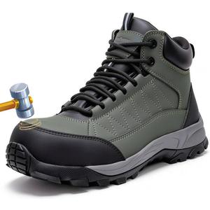 Masderue Work Boots for Men Steel Toe Waterproof Non Slip Work Shoes for Men Composite Toe Shoes Industrial Construction Green US 8M