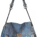 KlaOYer Denim Shoulder Bag for Women Jean Tote Bag Adjustable Chain Strap Crossbody Bags Y2k Trendy Hobo Purse Handbag (Light Blue)