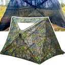 AUSCAMOTEK 3-Panel See-Through Ground Blind with Adjustable Side Panels for Deer Turkey Duck Hunting