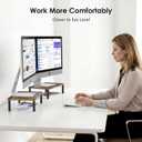 OPNICE Adjustable Monitor Stand Riser for Desk, Computer & Laptop Stand, Desk Organizers and Accessories, Office Desk Accessories & Workspace Organizer for Home Office, Brown Wood