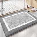 Color&Geometry Simple and Stylish Bath Mats for Bathroom Non Slip, 16"x24" Small Gray Bathroom Rugs, Absorbent, Soft, Washable, Microfiber Bath Rug Shower Mat Outside Shower (Light Grey White)