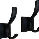 Black Coats Towels Hooks,Towel Robe Clothes Coat Hooks,Heavy Duty Wall Mount Hooks for Bath Bedroom Kitchen Pool Garage Hotel,2 Pack