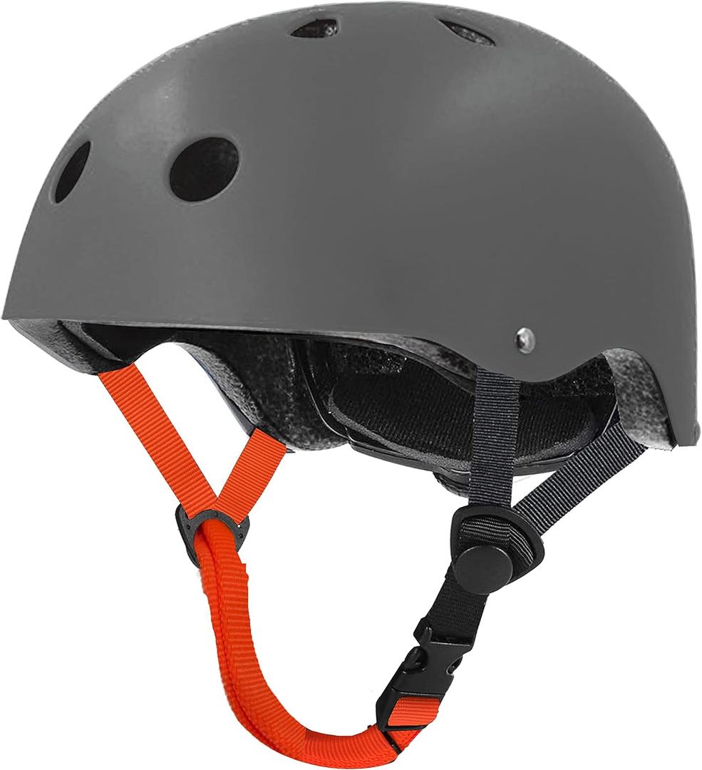 Skateboard Helmet Impact Resistance Ventilation for Youth & Adults (Medium, Gray)