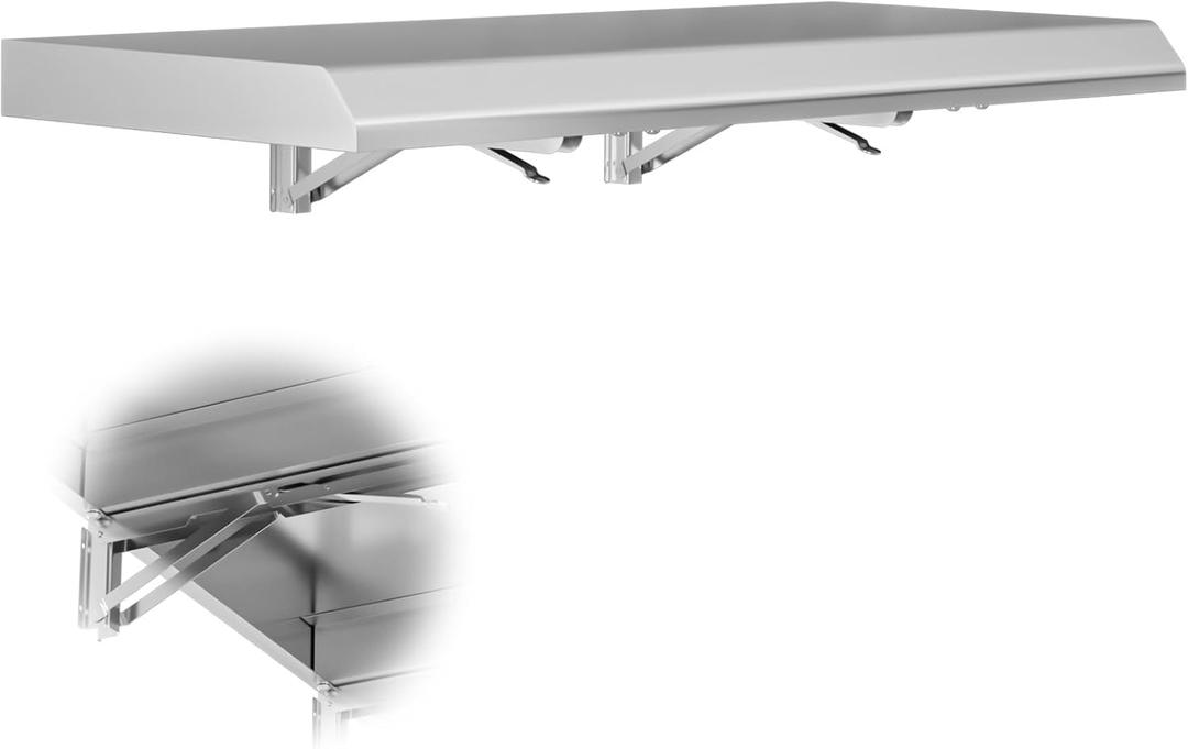 Folding Concession Shelf 24" x 12", Stainless Steel Drop Down Wall Mounted Foldable Shelf for Food Truck Serving Windows, Kitchen Prep