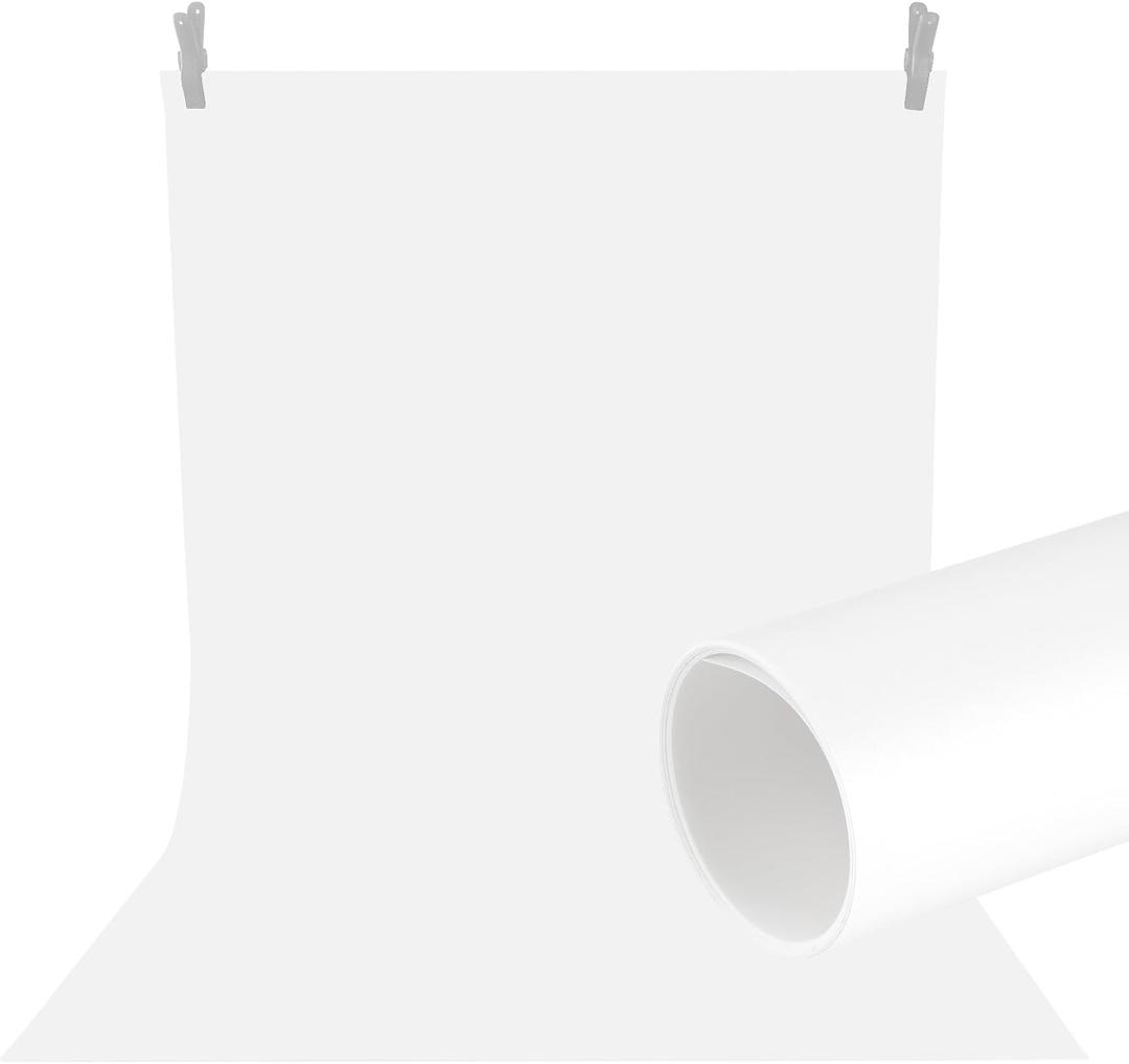 Meking 27.56x55.12 inch PVC Backdrop, Matte & Reflective White Background for Photography Reusable Double Sided Vinyl Backdrops for Product Photography,Portrait Shoots and Photo Video Studio, 27.56x55.12ch White