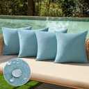 MIULEE Pack of 4 Decorative Outdoor Throw Pillow Covers Linen Waterproof Pillow Covers Farmhouse Cushion Cases for Patio Garden Tent Balcony Couch Sofa 16x16 inch Blue Gray