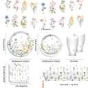 Wildflower Party Supplies Spring Floral Party Supplies Tableware with Wildflower Plates Napkins Cups Tablecloth Banner for Girls First Birthday Floral Baby Shower Birthday Decorations, Serve 24