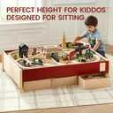 Tiny Land Large Wooden Train Table (47.9x35.2), 104PCS Train Set, 3 Storage Bins, Activity Playset for Kids Ages 3+
