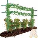 2 Set 7ft Adjustable Garden Trellis for Climbing Plants, Post Mounted Heavy Duty Outdoor Grape Trellis with Gloves for Tomatoes, Dragon Fruit, Cucumbers, Raspberries & Beans