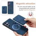 CCSmall Case for Samsung Galaxy S25 Detachable Magnetic Wallet with Card Holder, Retro PU Leather Phone Case Cover with Card Slots for Samsung Galaxy S25 [2 in 1] Blue