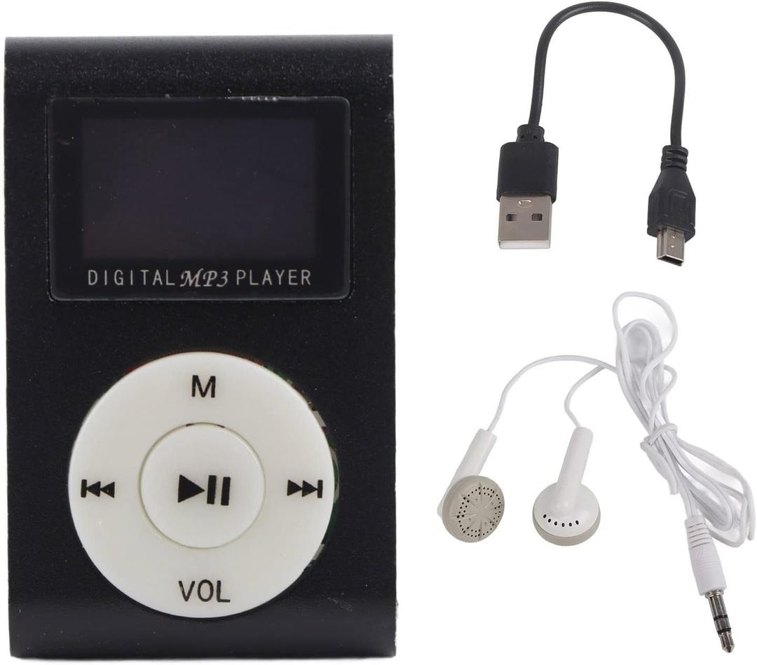 Portable Mini MP3 Music Player Screen Clip Sports MP3 Player with 32GB Expansion Slot Aluminum Alloy Material for Running Gym (Black)
