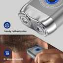 Mini Electric Shaver for Men, Alloy Portable Shaver for Face & Beard, IPX7 Waterproof Rechargeable Travel Razor with Detachable Head, Cordless Wet/Dry Shaving, Easy Cleaning