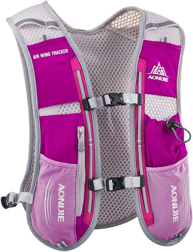 AONIJIE Hydration Vest Pack Backpack 5L Marathoner Running Race Hydration (Rose Red and No Water Bladder)