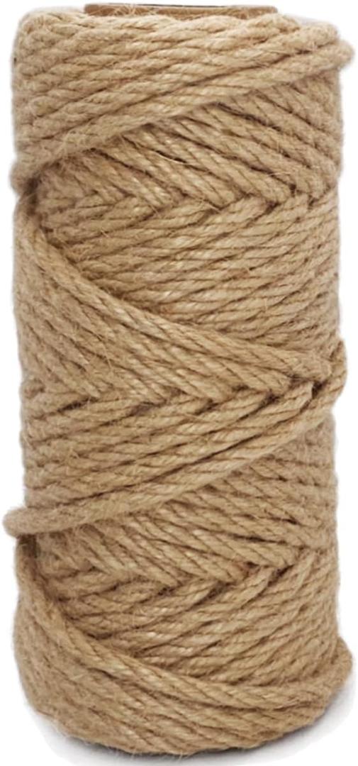 Leecogo 6mm Jute Rope, 66 Feet 4 Ply Heavy Duty and Thick Twine Rope for Gardening, Crafting, Packing, Bundling and Home Decor (0.23inch/6mm, Natural Brown)