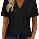 Zeagoo Womens Tops Short Sleeve V Neck Tee Shirts Cute Dressy Casual Clothing Business Work Blouse (Black, XXL)