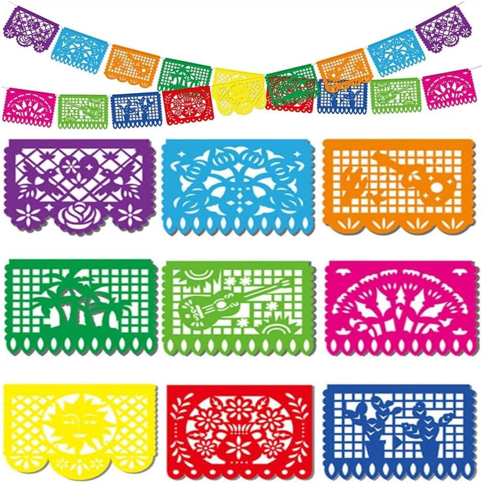 DomeStar Mexican Party Decoration, 18 Feet Plastic Papel Picado Fiesta Banner Cinco de Mayo Garland for Mexican Birthday Party Supplies (multicolor1)